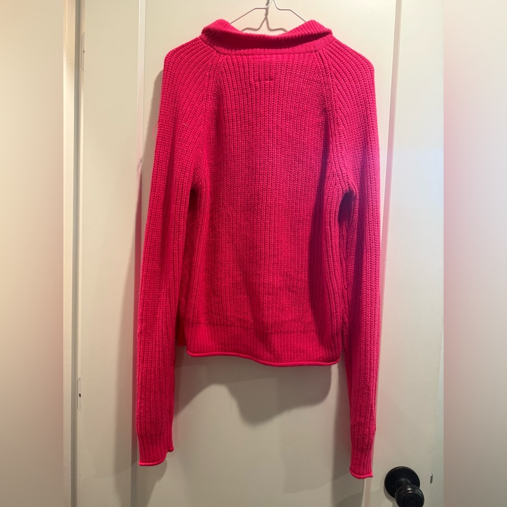 Love For Humanity Bright Pink Half Zip Knit Sweater Size M - Picture 2 of 9